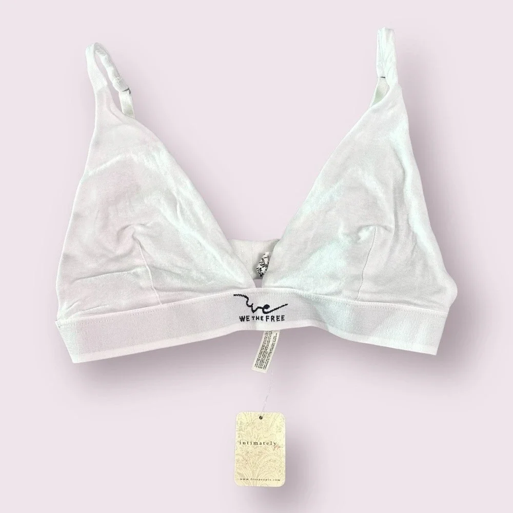 We The Free Free People Triangle Bralette Ivory‎ L NWT - Picture 4 of 12